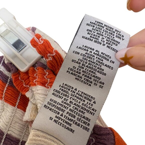 One 5 One Striped Smocked Wide Leg Pants Boho Festival Rayon XXL Beach - Picture 9 of 10